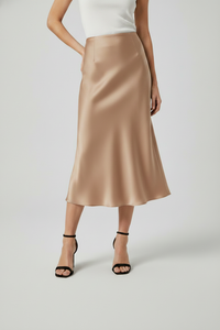 Coralie Satin-Look High-Waist Midi Skirt