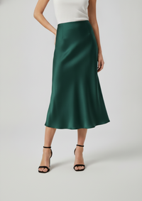 Coralie Satin-Look High-Waist Midi Skirt