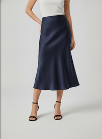 Coralie Satin-Look High-Waist Midi Skirt