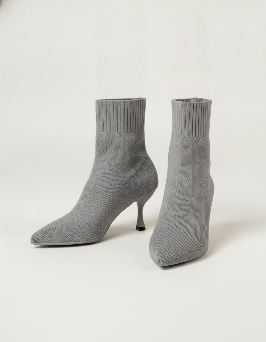 Valessa Pointed-Toe Sock Ankle Boots