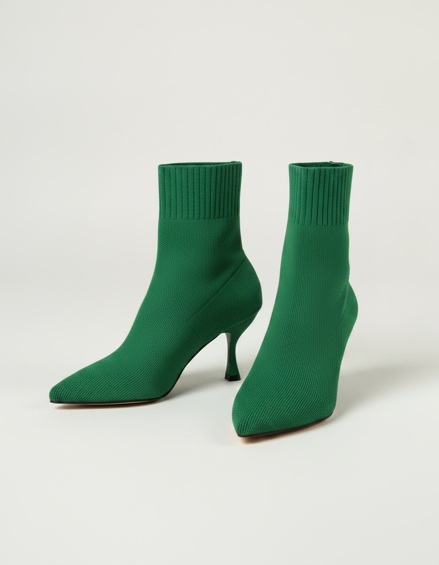Valessa Pointed-Toe Sock Ankle Boots
