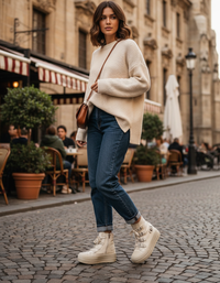 Iverna Buckle-Detail Chunky Canvas Boots