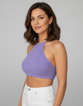 Faustine Tie-Back Halter Knit Crop Top