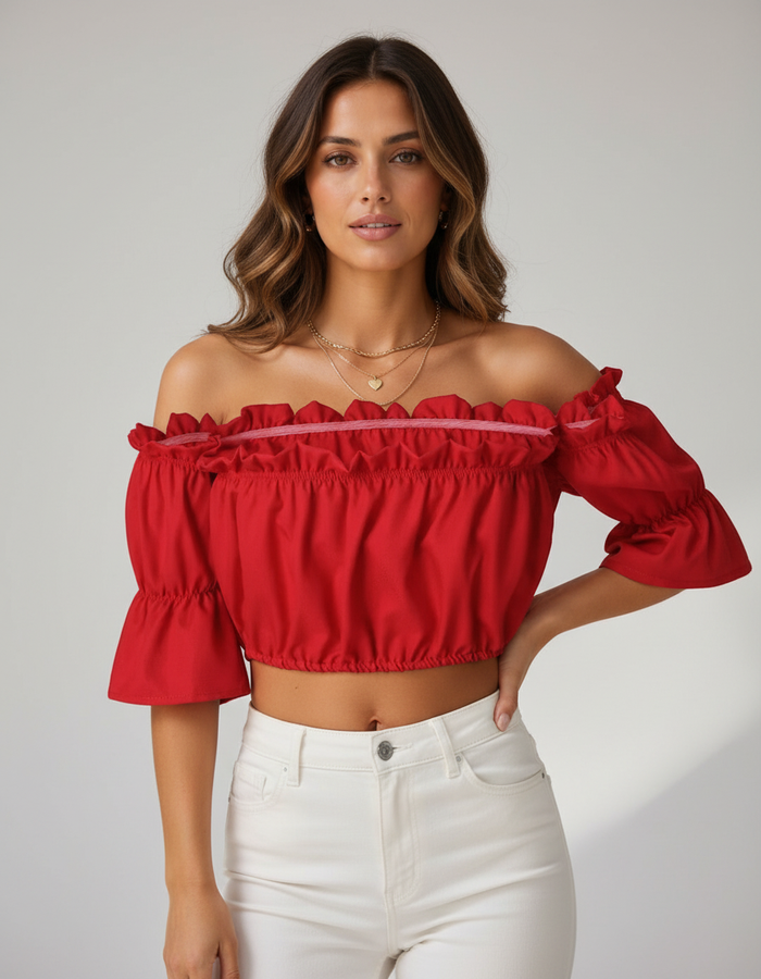 Rosalie Ruched Strapless Crop Top