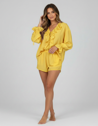 Saffron Ruffle Lace-Up Shirt & Shorts Set