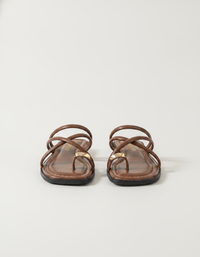 Hyacinth Cross-Strap Toe-Loop Slide Sandals