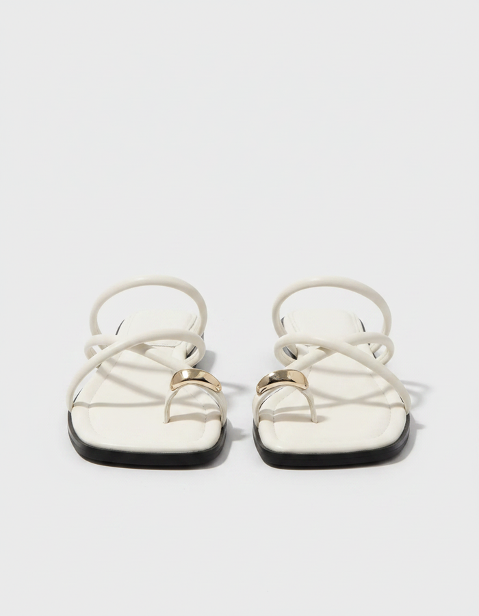 Hyacinth Cross-Strap Toe-Loop Slide Sandals