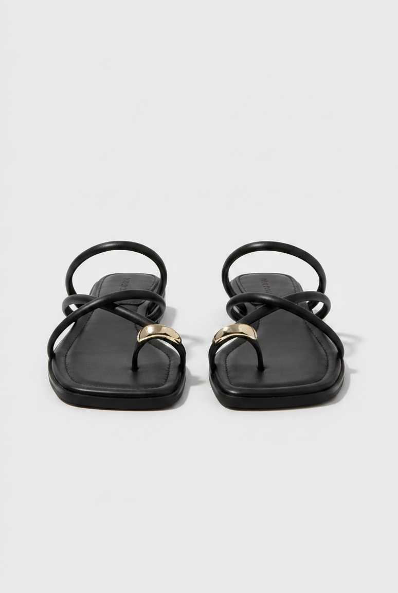 Hyacinth Cross-Strap Toe-Loop Slide Sandals