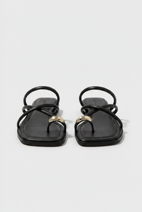Hyacinth Cross-Strap Toe-Loop Slide Sandals