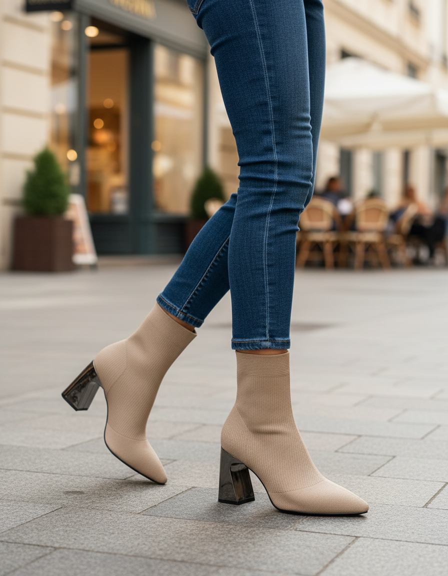 Euphemia Pointed-Toe Stiletto Sock Ankle Boots