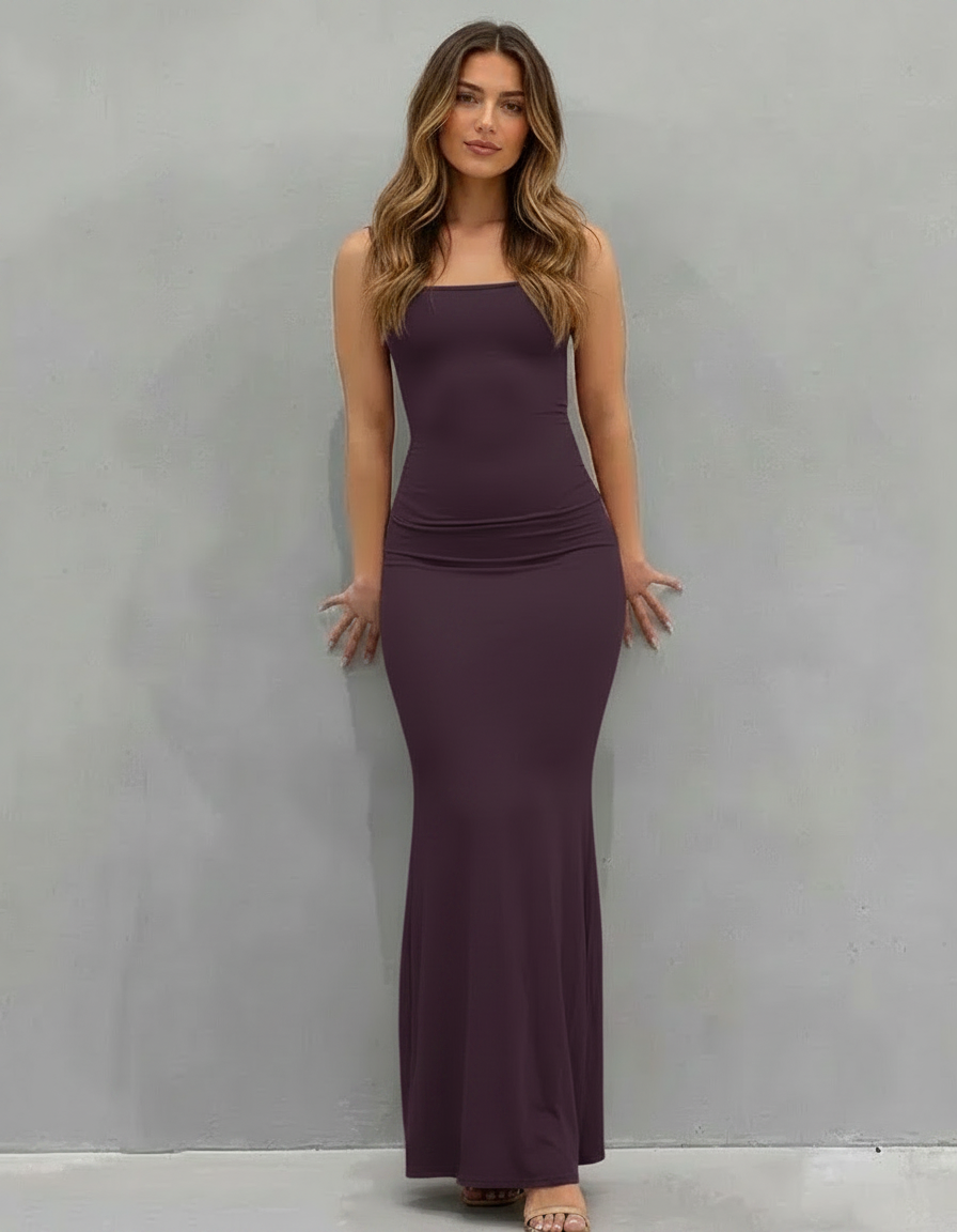Rovenna Satin-Look Backless Maxi Dress