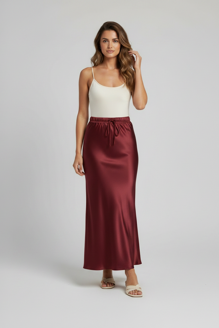 Dione Satin-Look Straight Maxi Skirt