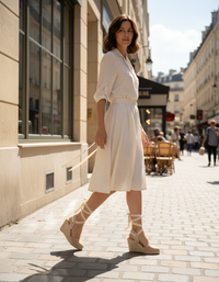 Vasilisa Espadrille Cross-Strap Wedge Sandals