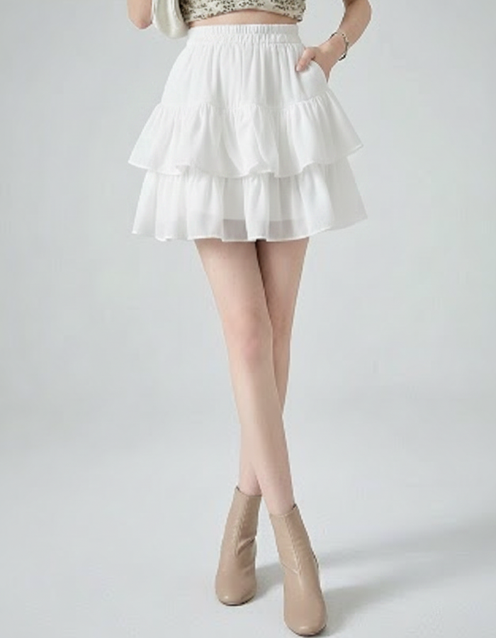 Etta Ruffle Patchwork A-Line Mini Skirt