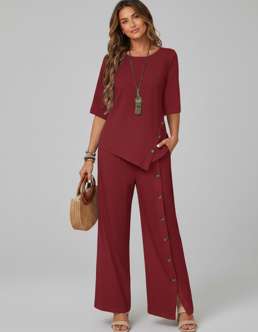 Marcellina Asymmetric Shirt & Loose Trouser Set