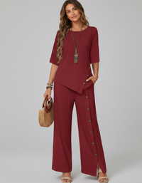 Marcellina Asymmetric Shirt & Loose Trouser Set