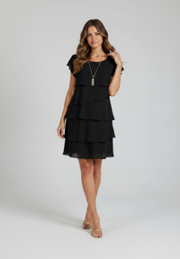 Arlette Chiffon Ruffle Short-Sleeve Mini Dress