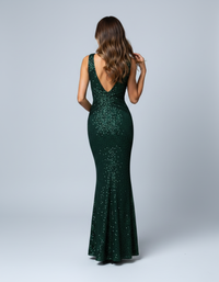 Aurore Sequin V-Neck Mermaid Evening Gown