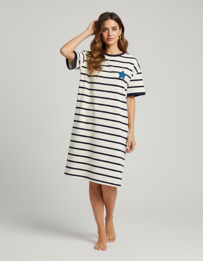 Dorothea Cotton Short-Sleeve Plus-Size Nightdress