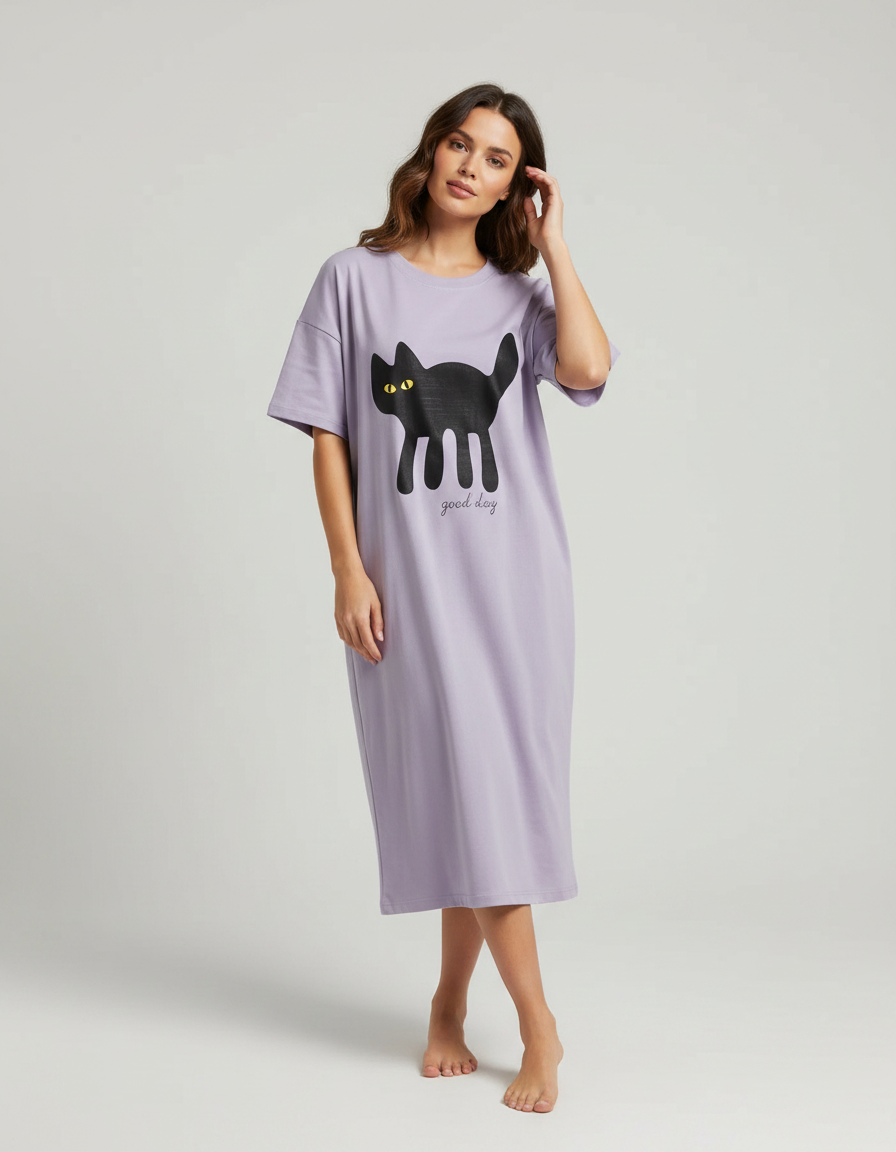 Dorothea Cotton Short-Sleeve Plus-Size Nightdress