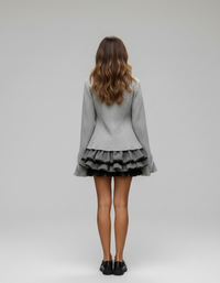 Esmee Ruffle Cardigan, Bandeau Top & Ruched Skirt Set