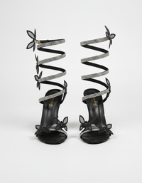 Georgina Crystal Butterfly-Strap Stiletto Sandals