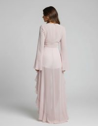 Ianthe Ruffle V-Neck Long-Sleeve Beach Cover-Up