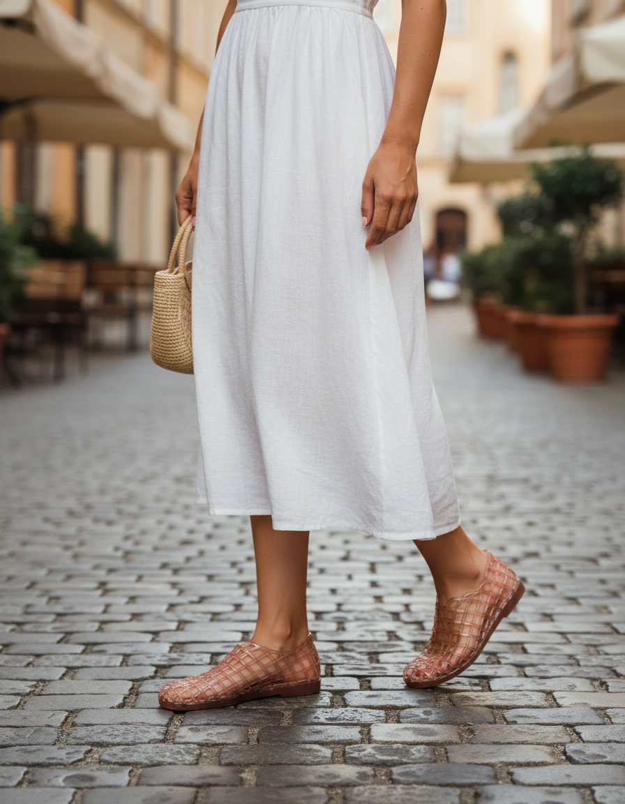 Maxine Cut-Out Jelly Flat Sandals