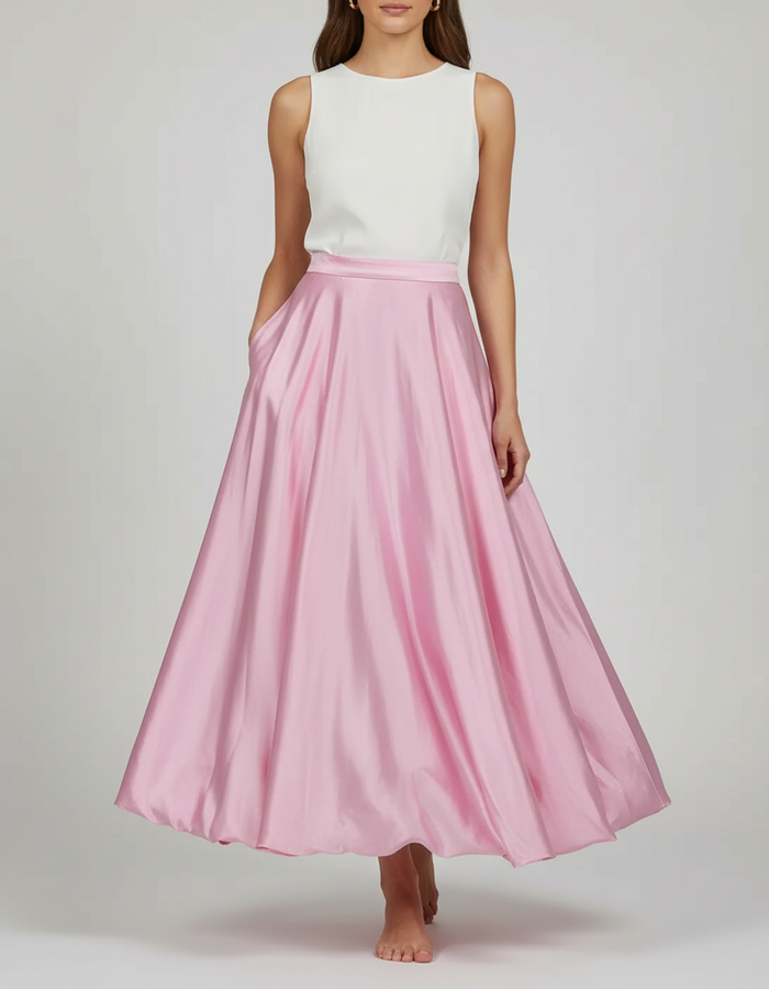 Meliora Satin-Look High-Waist Ankle-Length Skirt