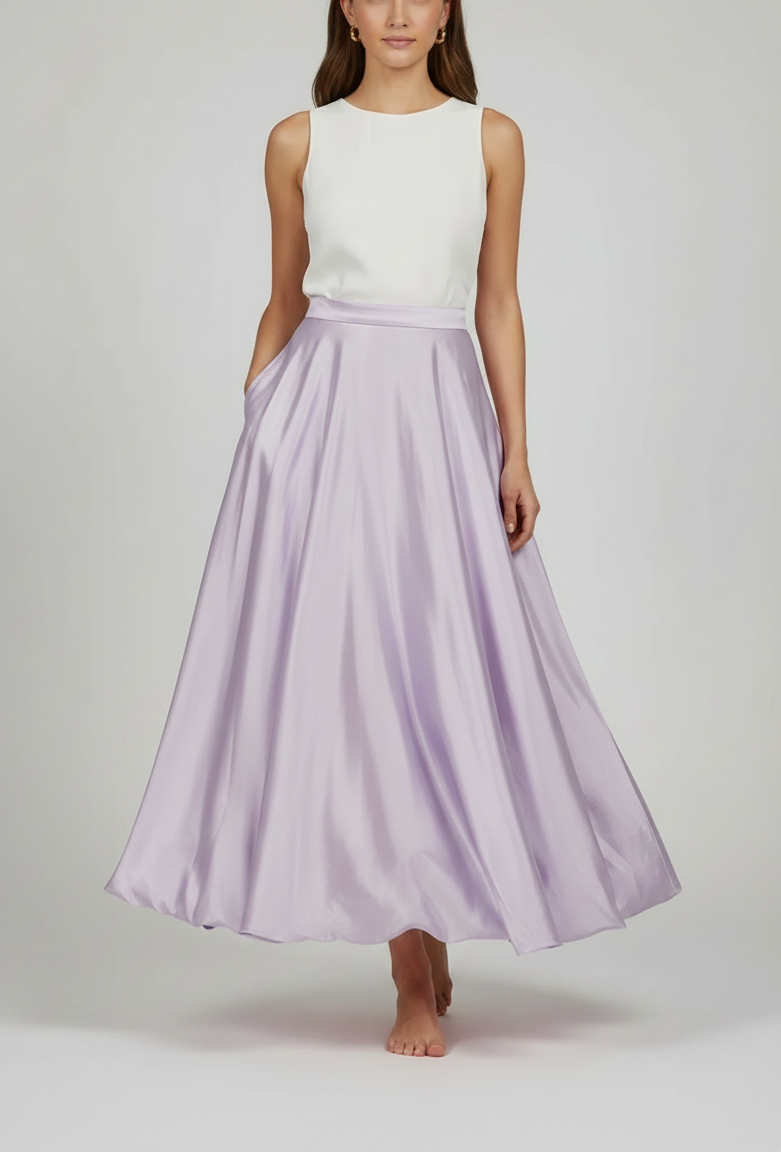 Meliora Satin-Look High-Waist Ankle-Length Skirt