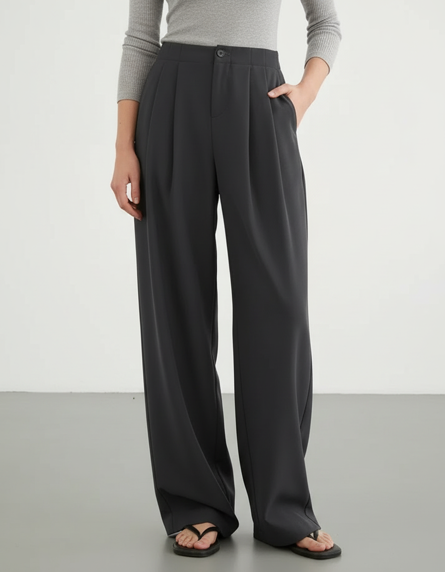 Paolina Pleated High-Waist Wide-Leg Trousers