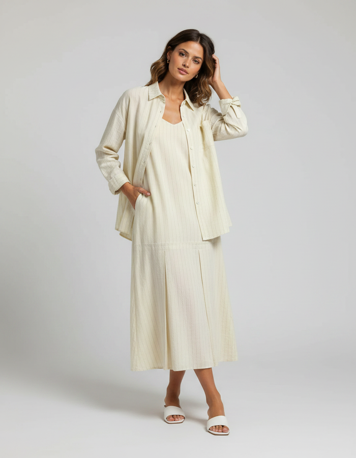 Petronella Striped Shirt & Slip Dress Separates