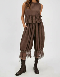 Sigrid Lace-Patchwork Cropped Harem Trousers