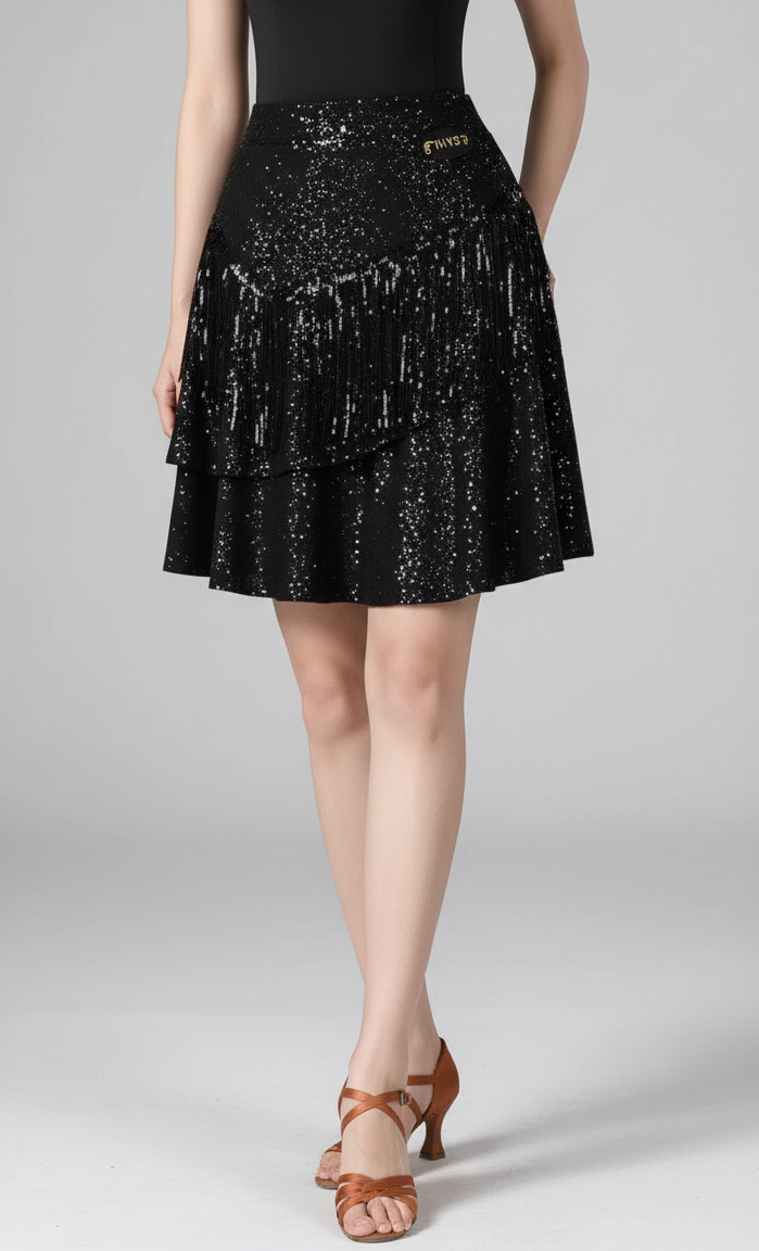 Thessaly Sequin Tassel Latin Dance Skirt