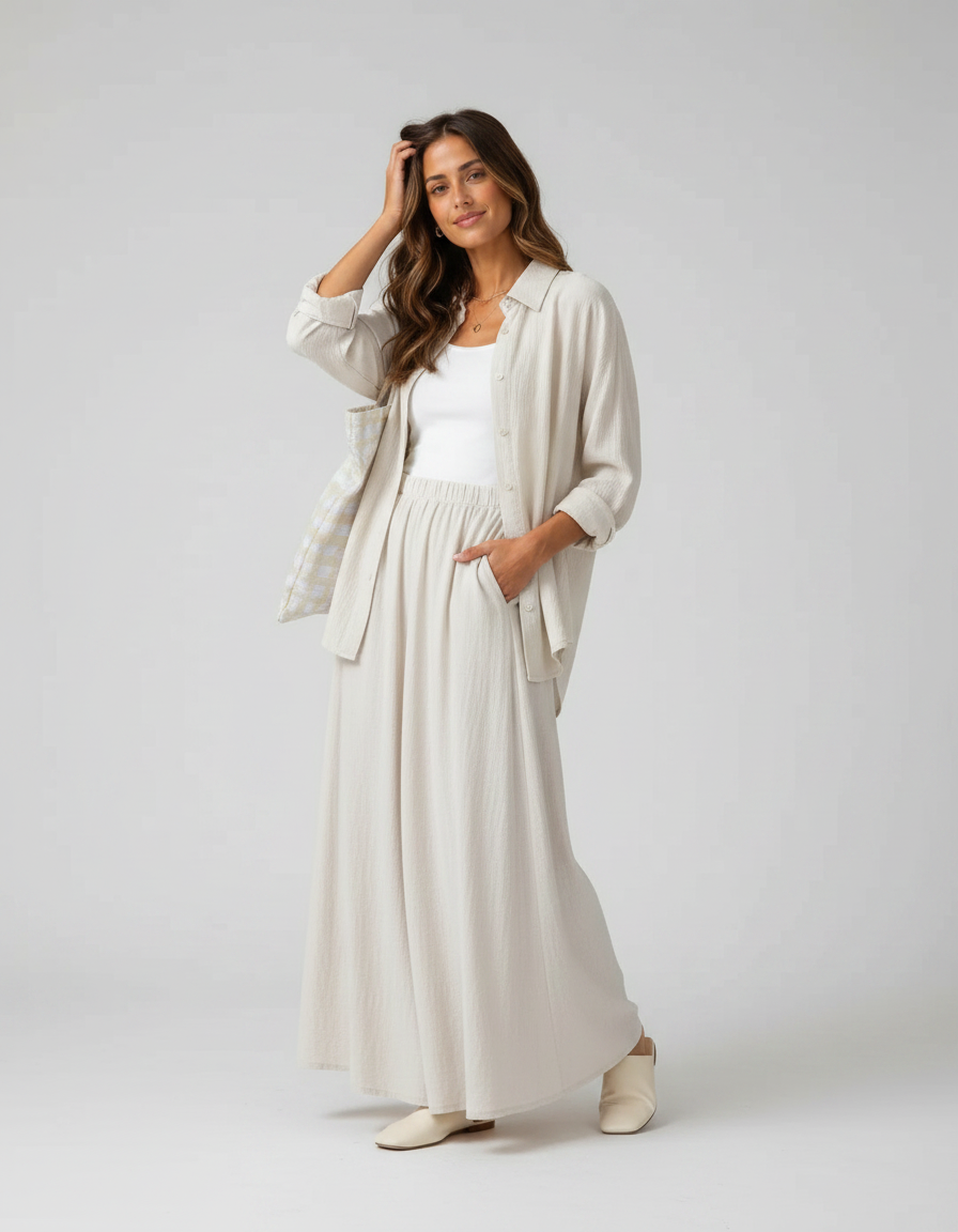 Xylina Shirt, Camisole & Bottom Three-Piece Set