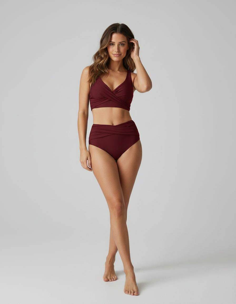 Solana Cross-Front High-Waist Bikini Set