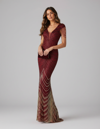 Seraphina Beaded V-Neck Mermaid Evening Gown