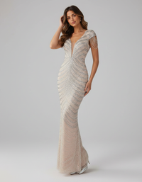 Seraphina Beaded V-Neck Mermaid Evening Gown