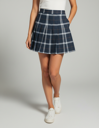 Zorina Plaid Pleated School-Style Mini Skirt