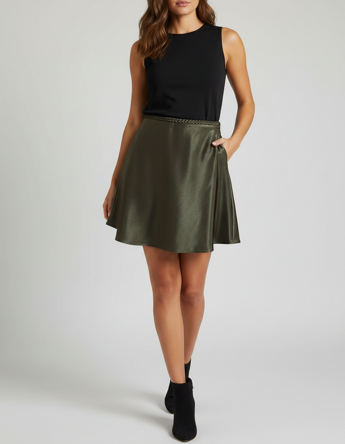Ariella Satin-Look High-Waist Mini Skirt