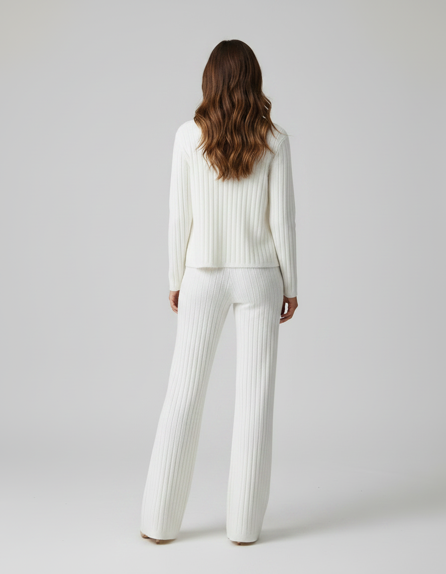 Colette Knit Vest, Cardigan & Wide-Leg Trouser Set