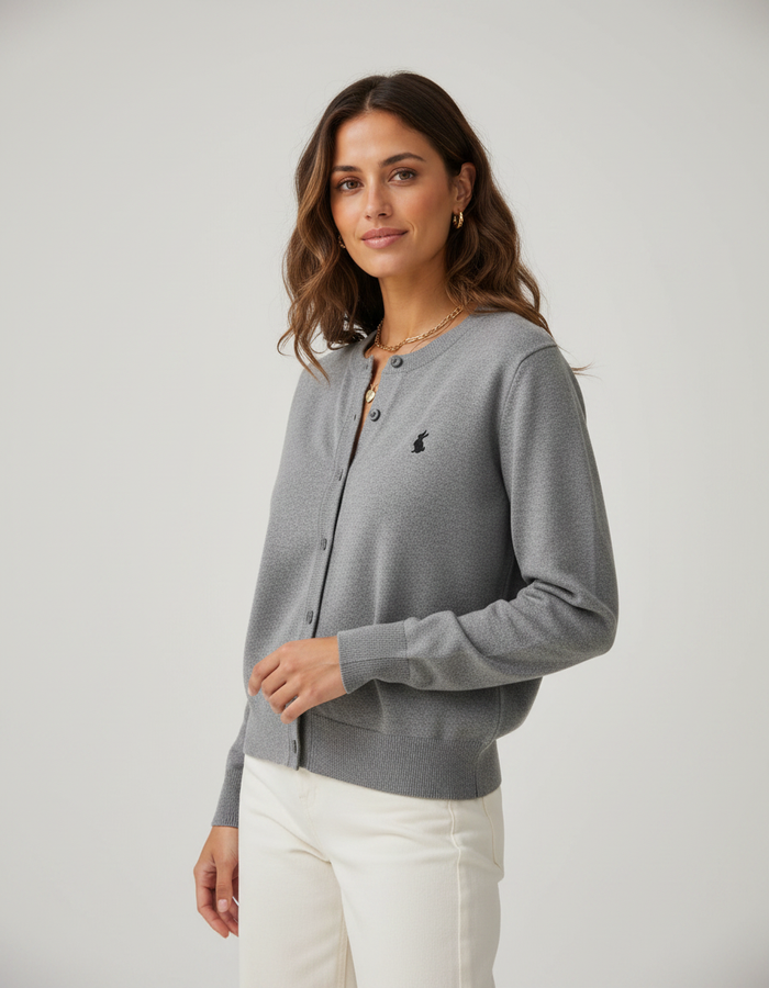 Heidi Rabbit-Embroidered Knit Cardigan