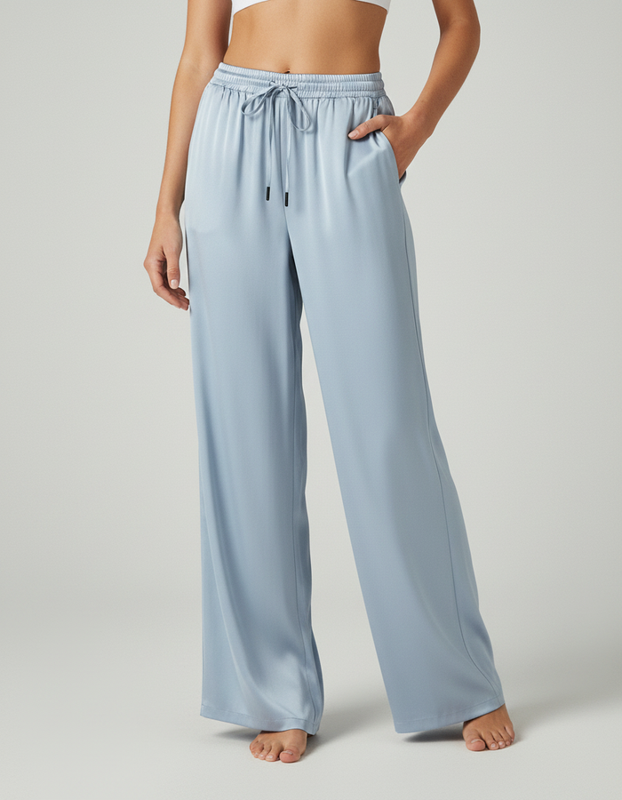 Celestia Mulberry-Silk Elastic-Waist Wide-Leg Trousers