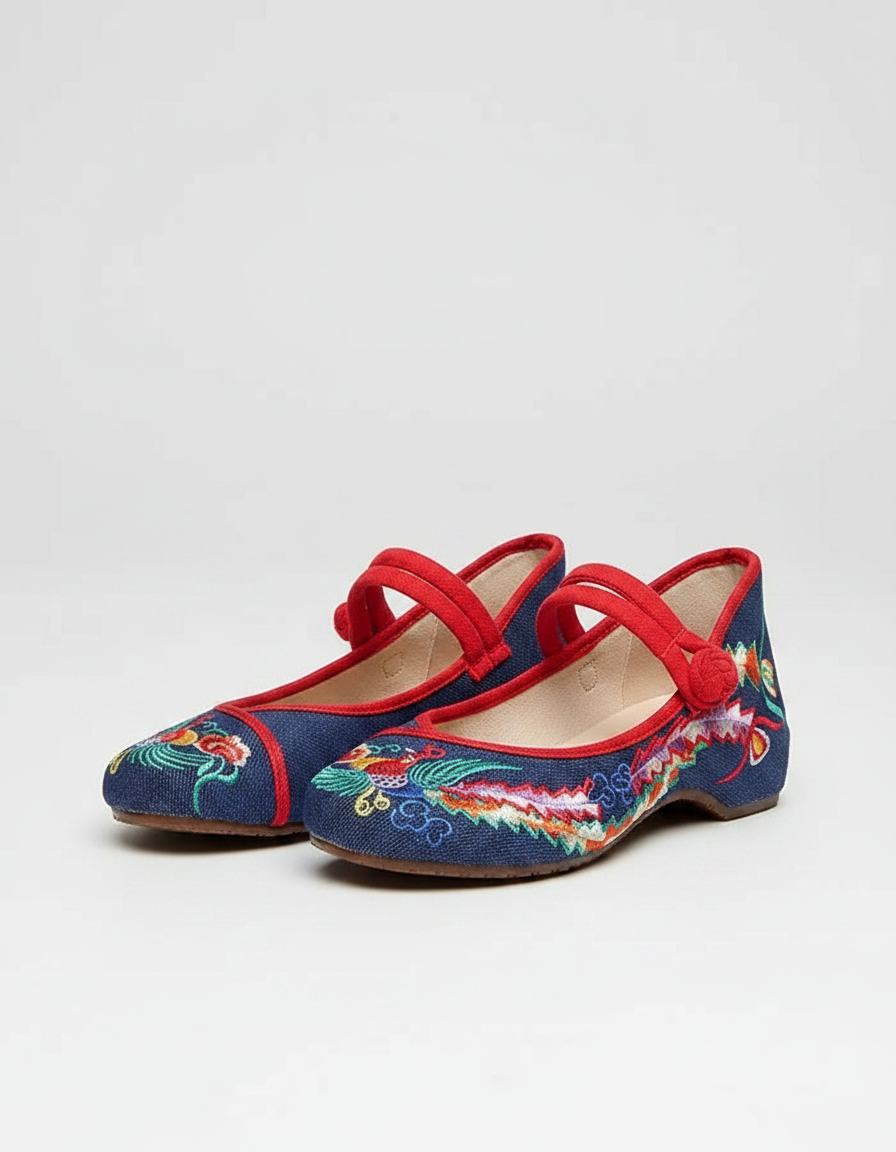 Aureia Embroidered Hemp-Sole Ballet Flats