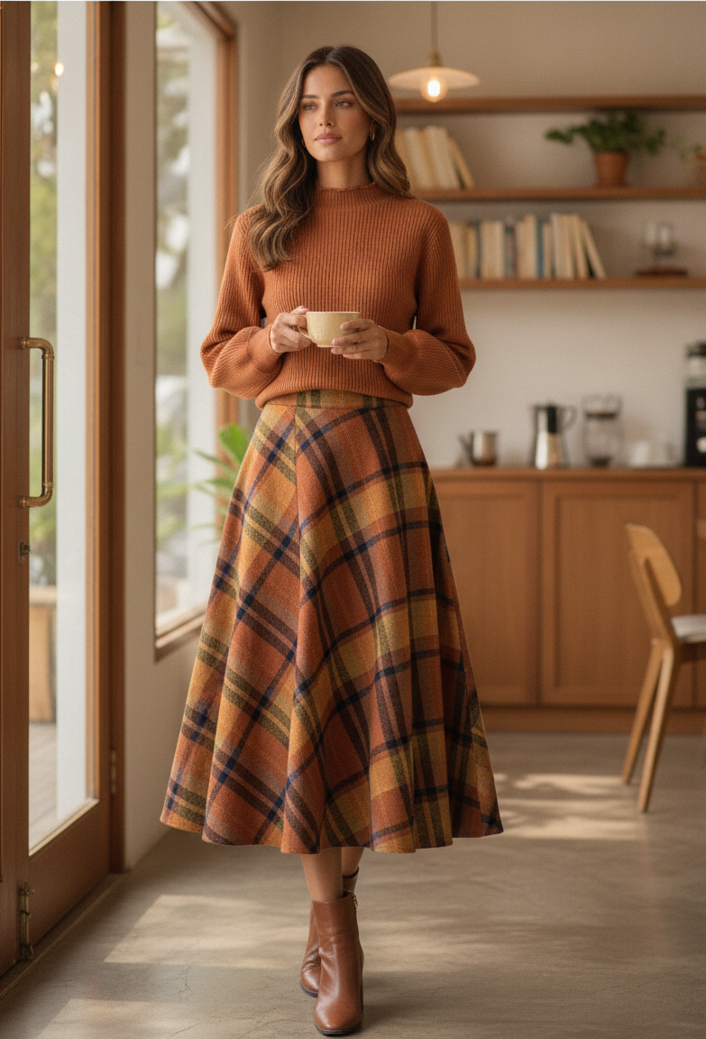 Freya Knit Lantern-Sleeve Top & Maxi Skirt Set