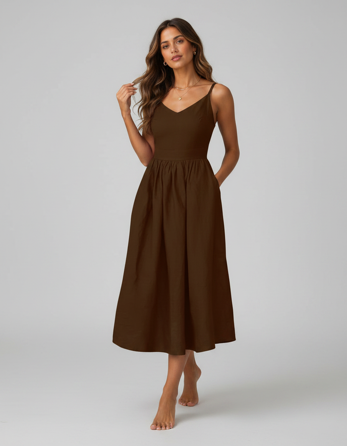 Lumiana Sleeveless V-Neck Backless Maxi Dress