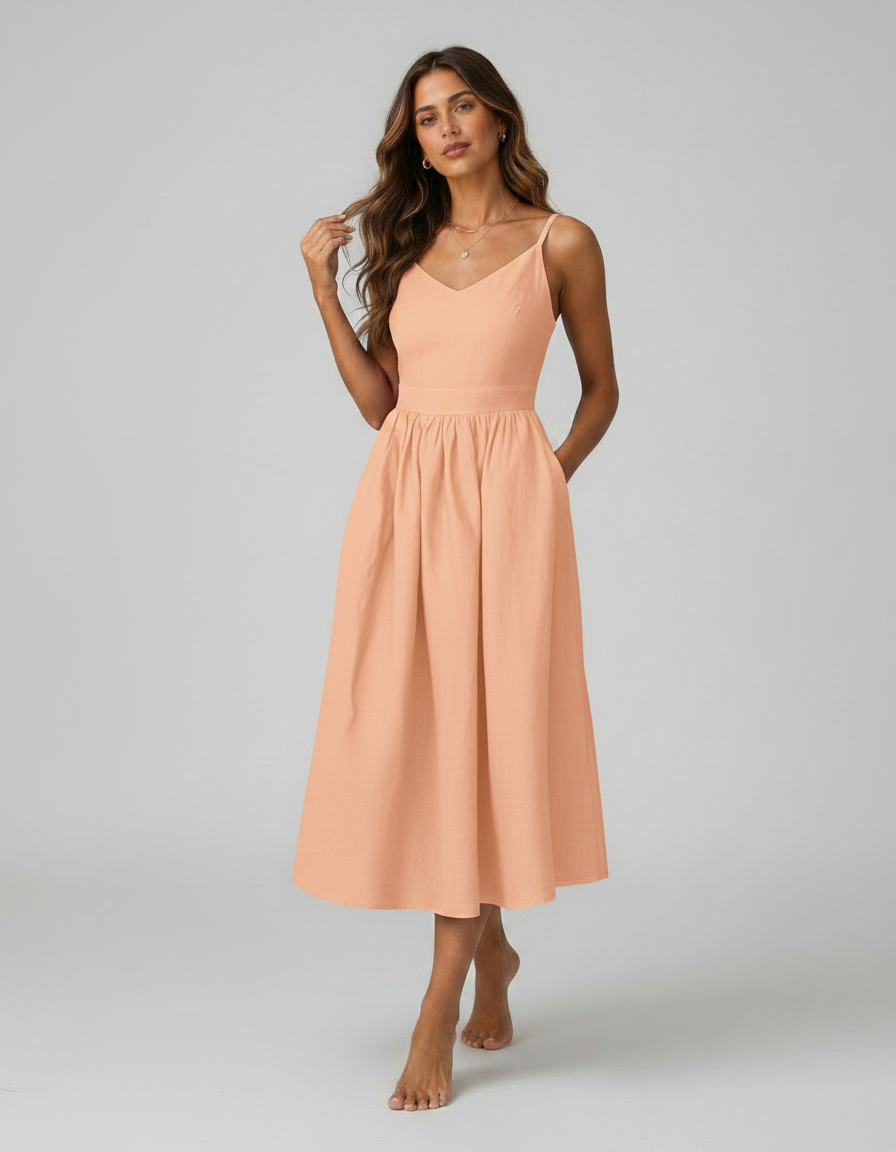 Lumiana Sleeveless V-Neck Backless Maxi Dress