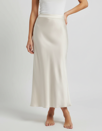 Rosienne Satin-Look High-Waist Midi Skirt