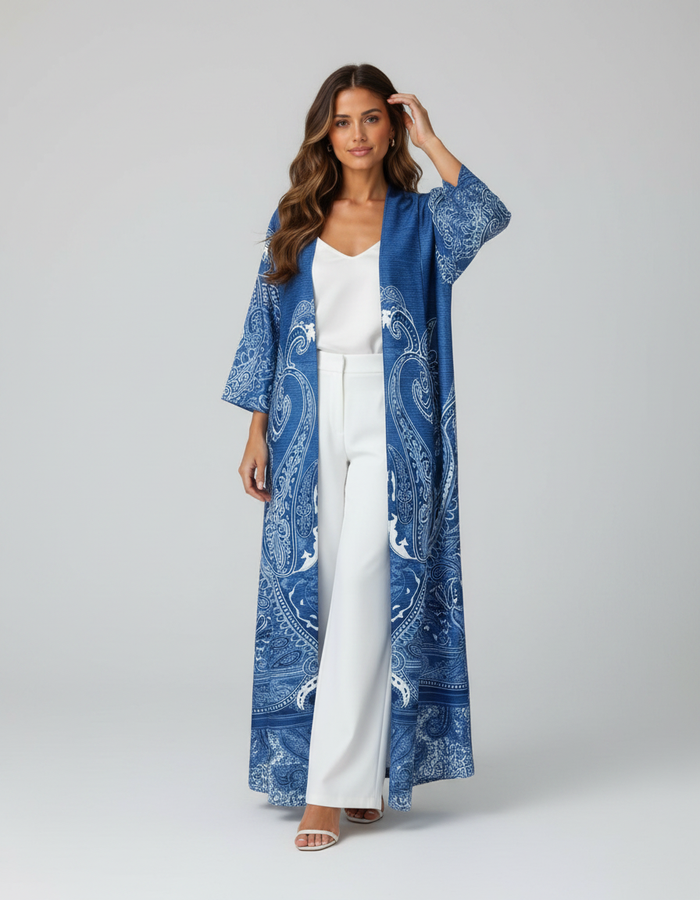 Sereana Printed Pleated Modest Kimono Cardigan