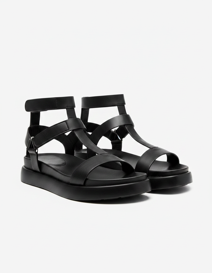 Poppy Leather T-Bar Gladiator Sandals